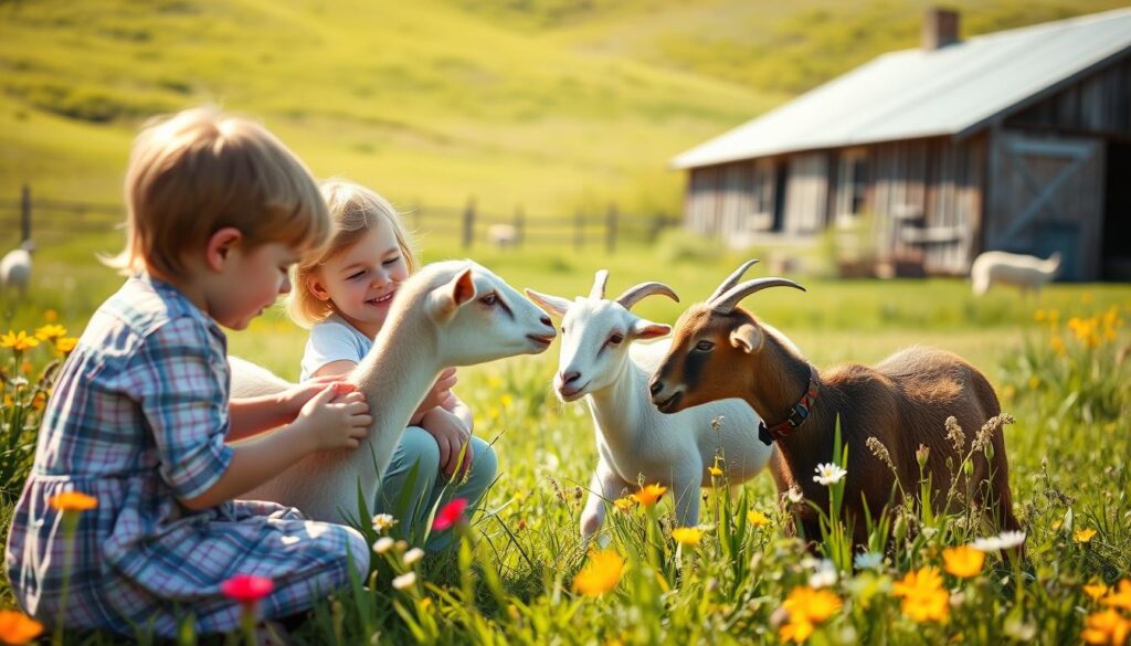 Kinder lernen Ziegenhaltung